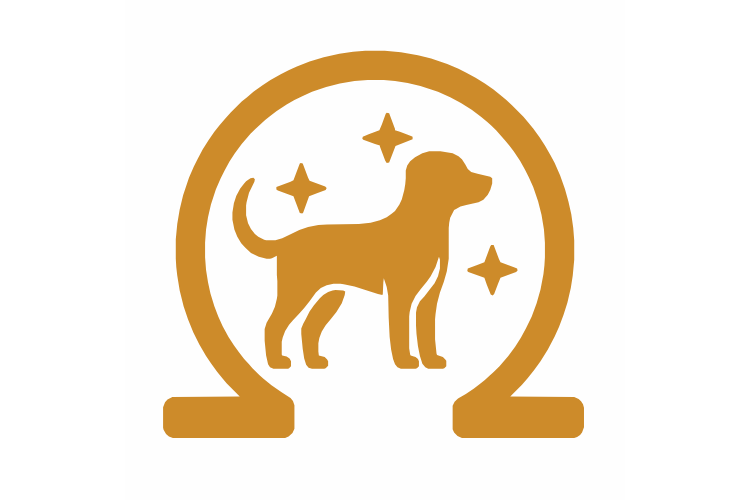 Omega icon with sparking dog image